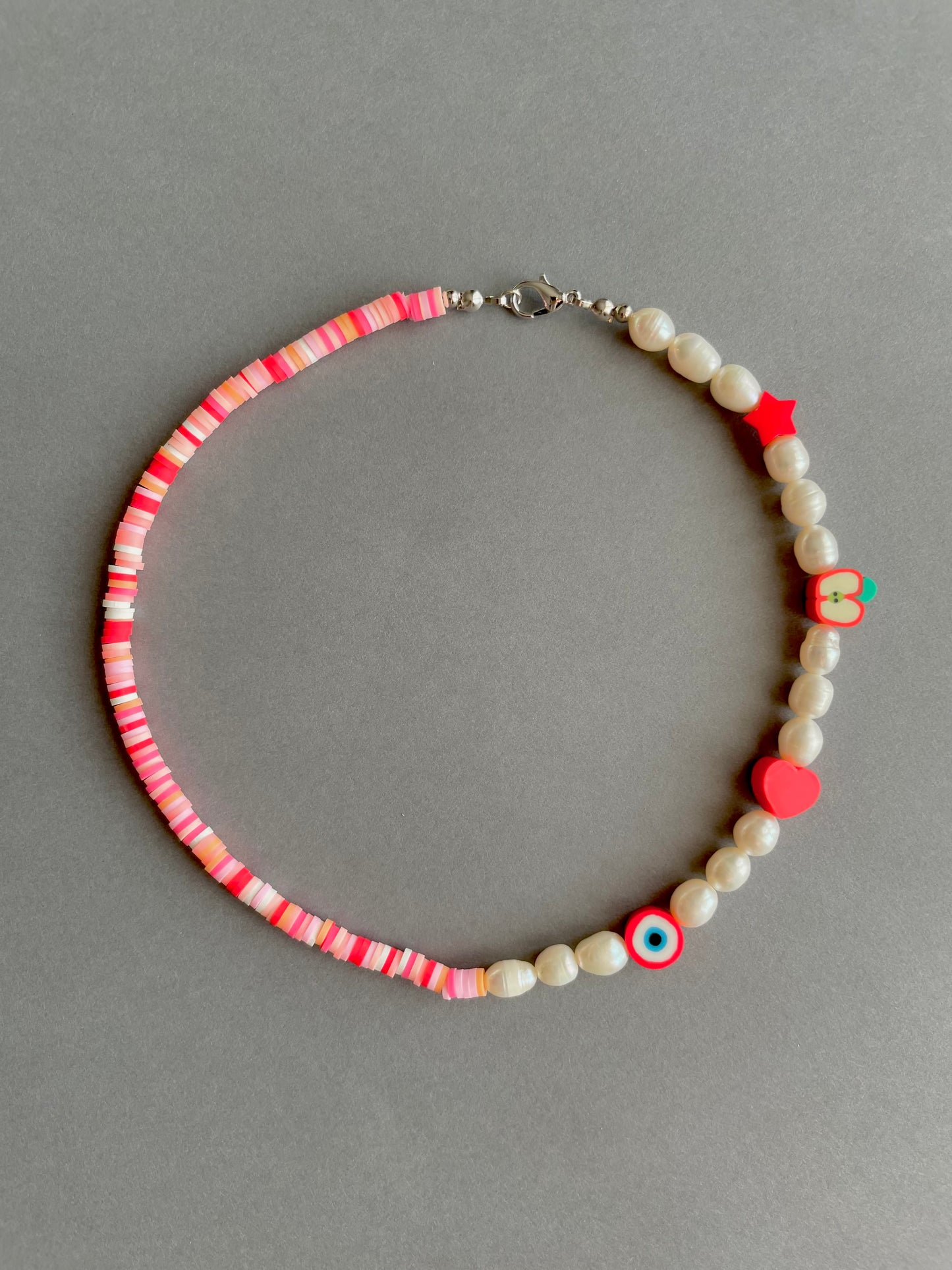 Rubber disc beads x cultivated pearls