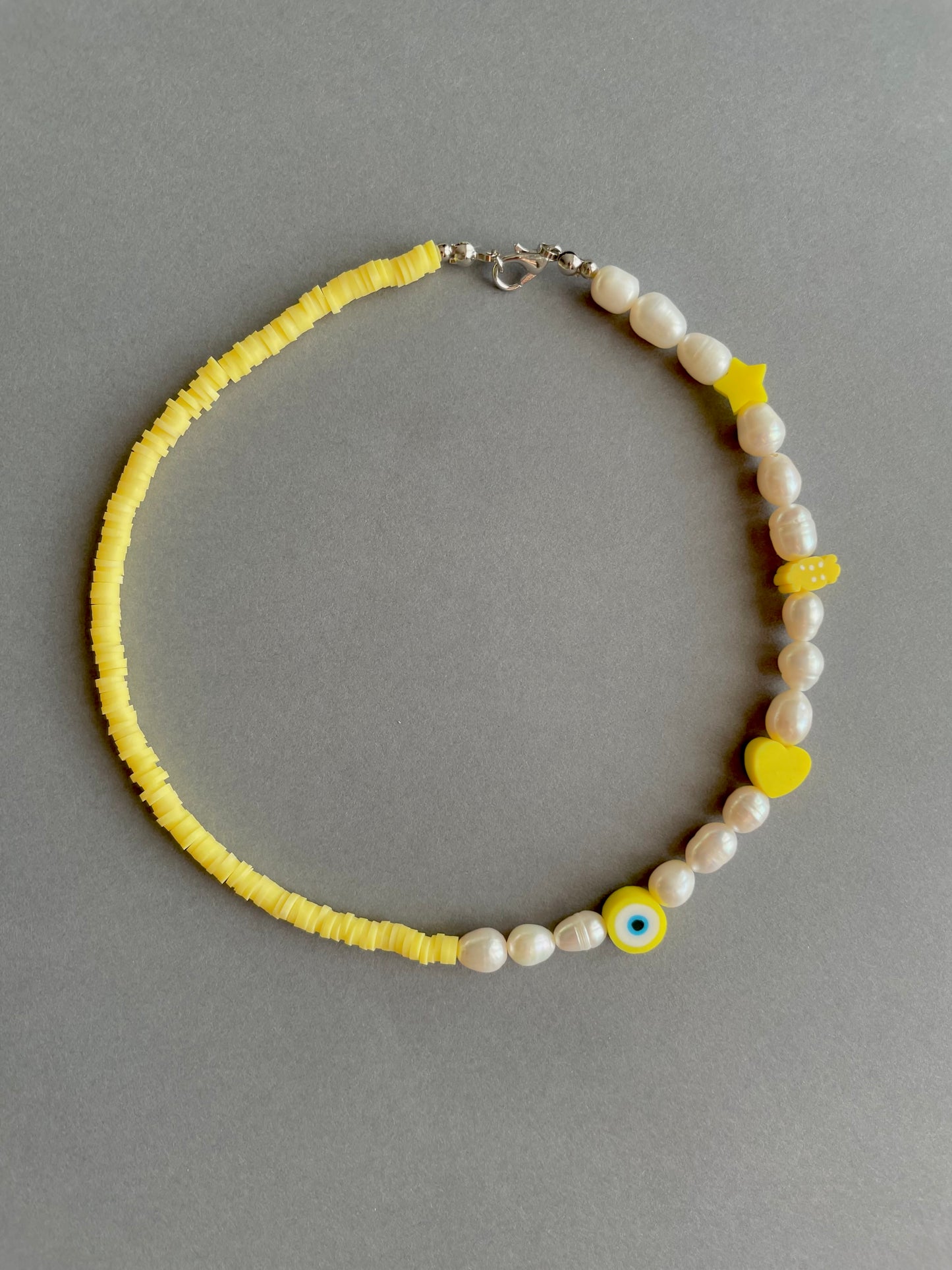 Rubber disc beads x cultivated pearls