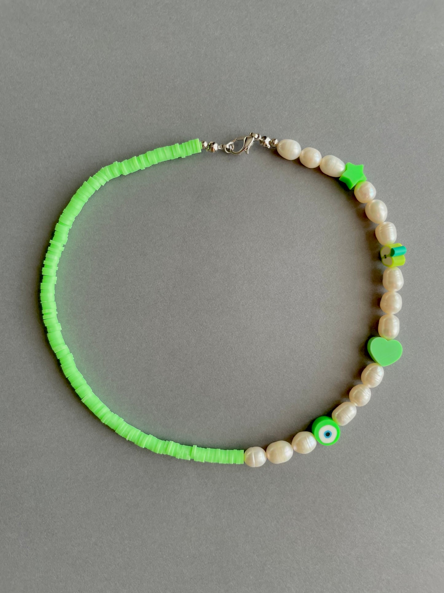 Rubber disc beads x cultivated pearls
