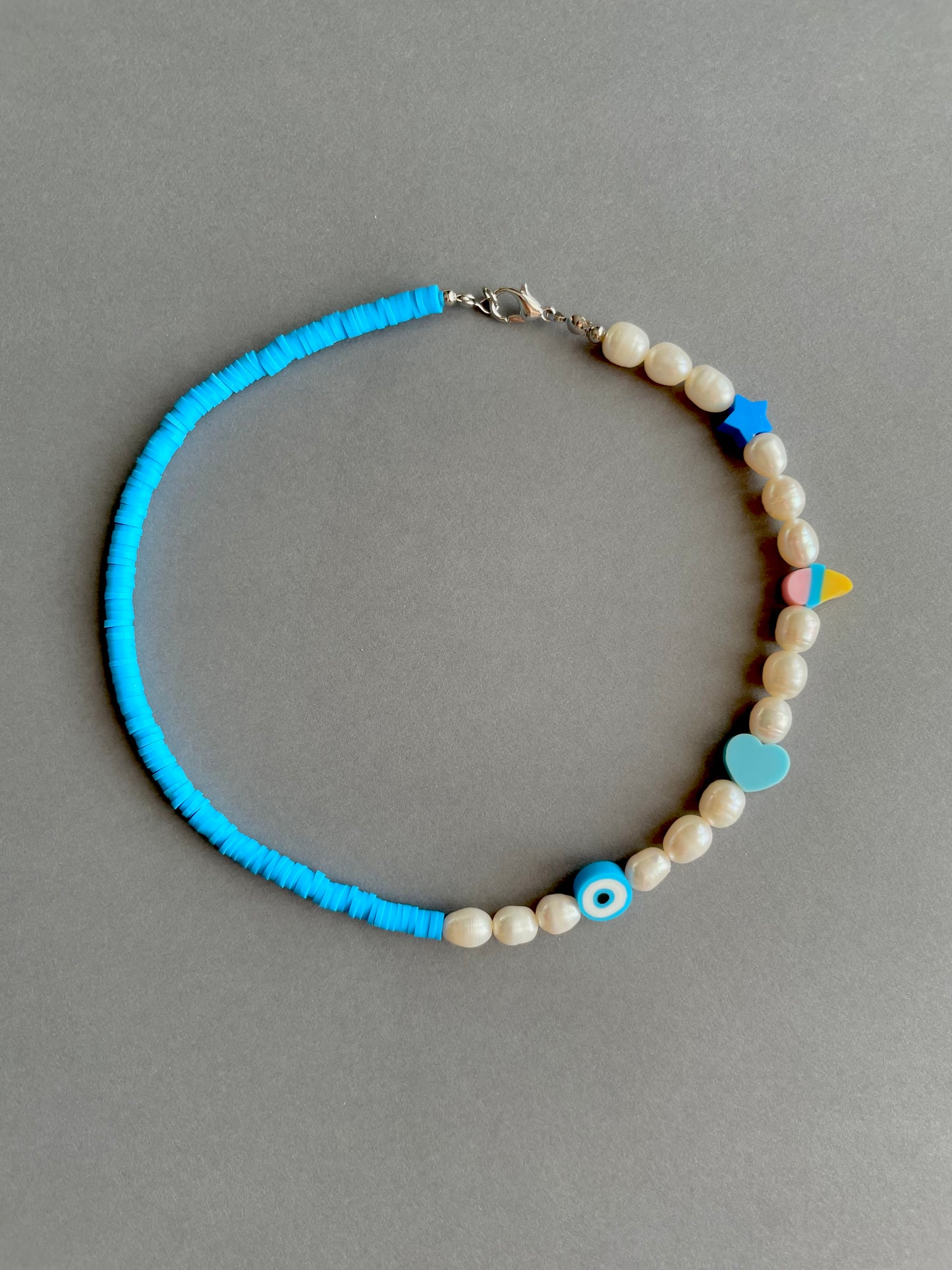 Rubber disc beads x cultivated pearls