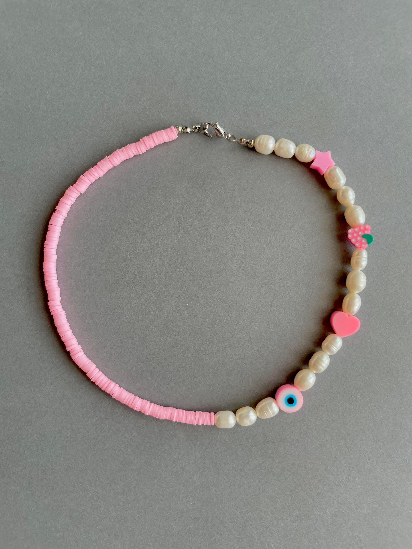 Rubber disc beads x cultivated pearls