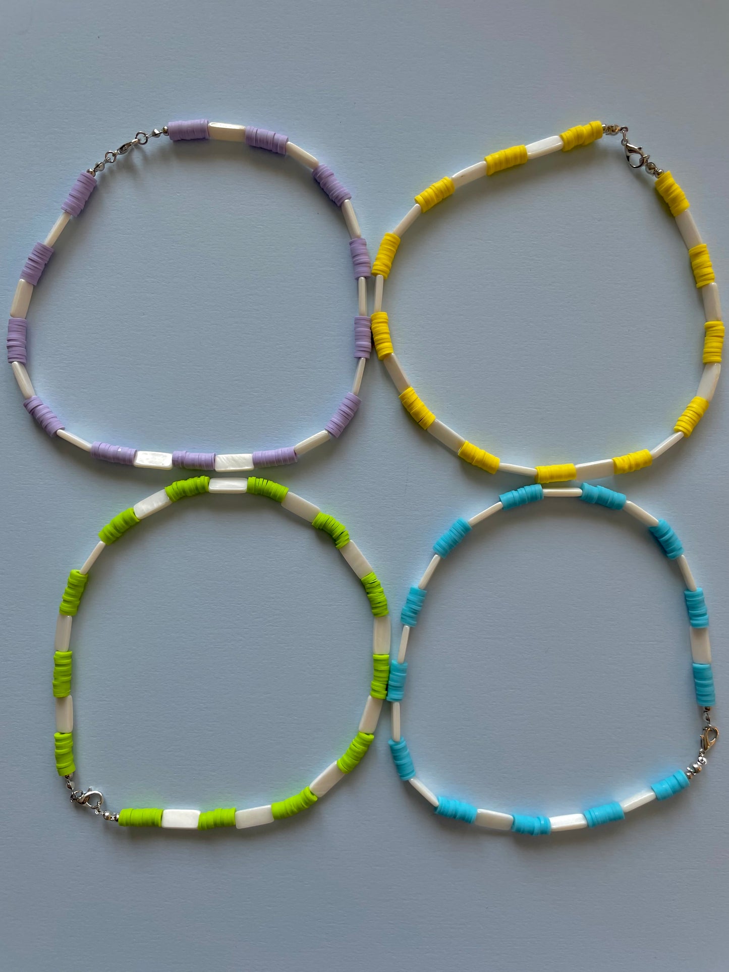 Rubber disc beads x shell beads