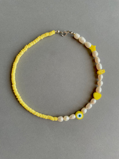 Rubber disc beads x cultivated pearls