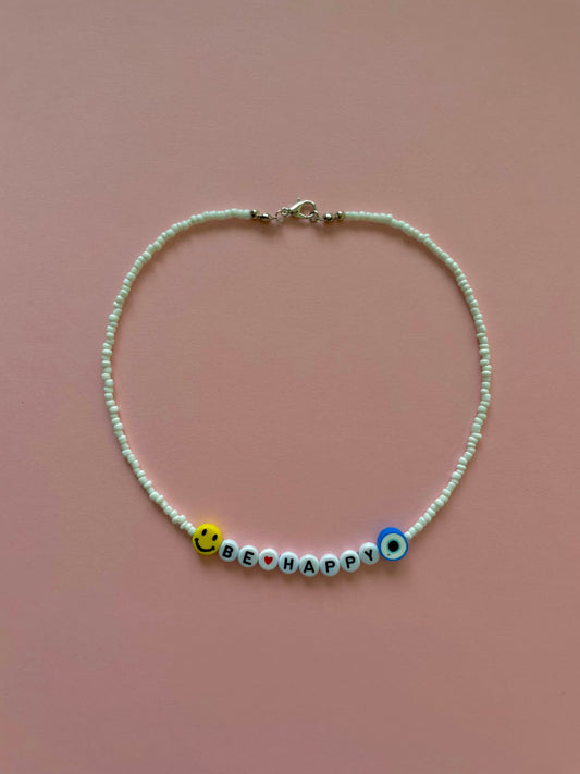 Be happy beaded necklace