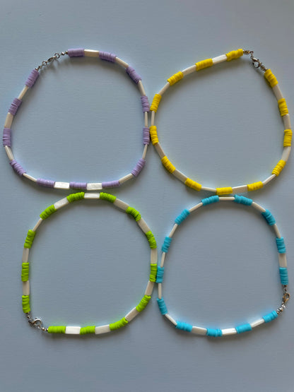 Rubber disc beads x shell beads