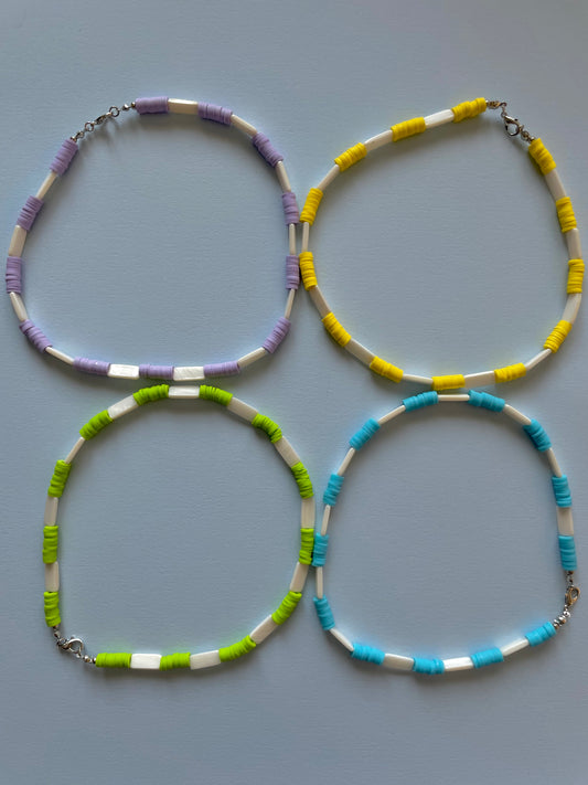 Rubber disc beads x shell beads