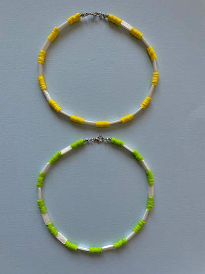 Rubber disc beads x shell beads