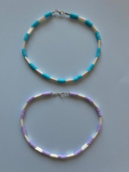 Rubber disc beads x shell beads